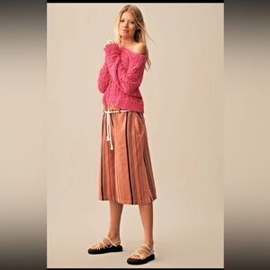 ANTHROPOLOGIE PILCRO THE PALMER OPEN STITCH KNIT PULLOVER SWEATER PINK -S
